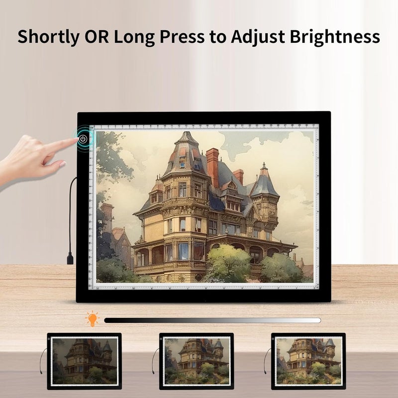 Elice A4 LED Light Box for Tracing, Artist Drawing Lightbox Light Table Light Pad Light Copy Board, Up to 8000 Lux Super Bright Lightpad for Cricut Weeding Vinyl, Diamond Painting, Sketching (Black) - Image 4